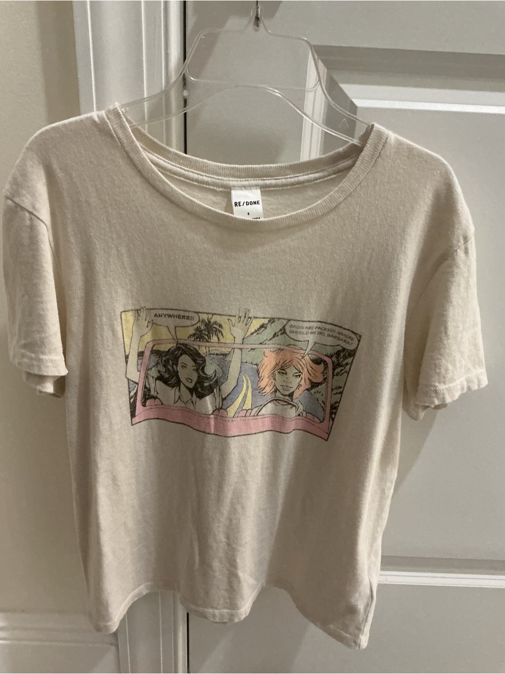 Re/Done NWOT Off White “Anywhere” Graphic Tee Size Small